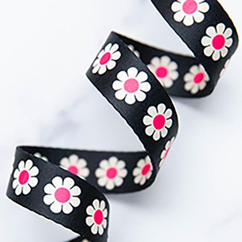 Webbing 1" Daisy in Hot Pink SSCWEB 56 Stitch Supply by the yard