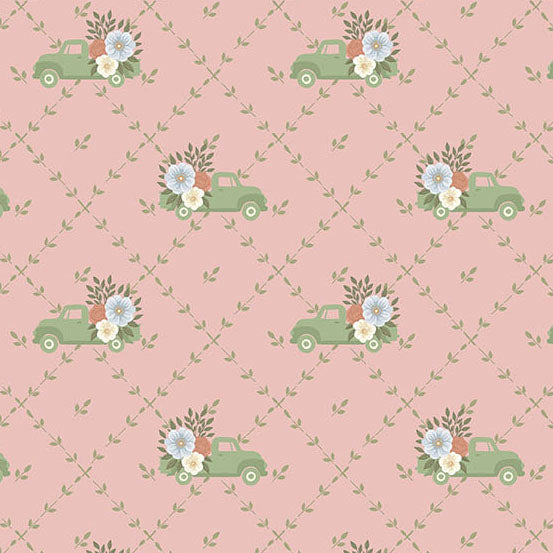 Pre-Order Backroad Blooms Papa's Truck Dusty Rose # A-10600-E Nov 2026 Quilted Cow 1/2 yard