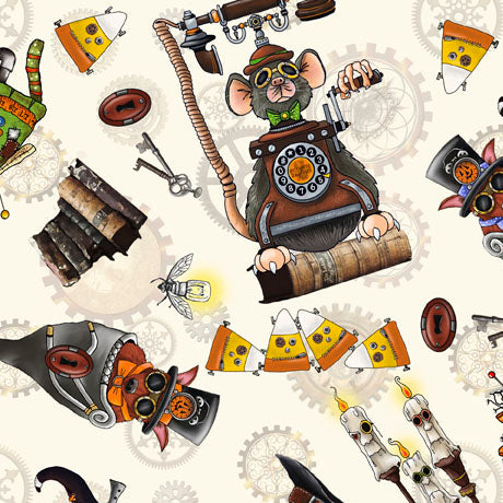 Desiree's Designs Steampunk 2 White toss by the yard