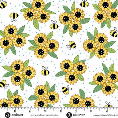 Sunny Honey by Amy Latta Sunny Bouquet White A-1575-L by the yard
