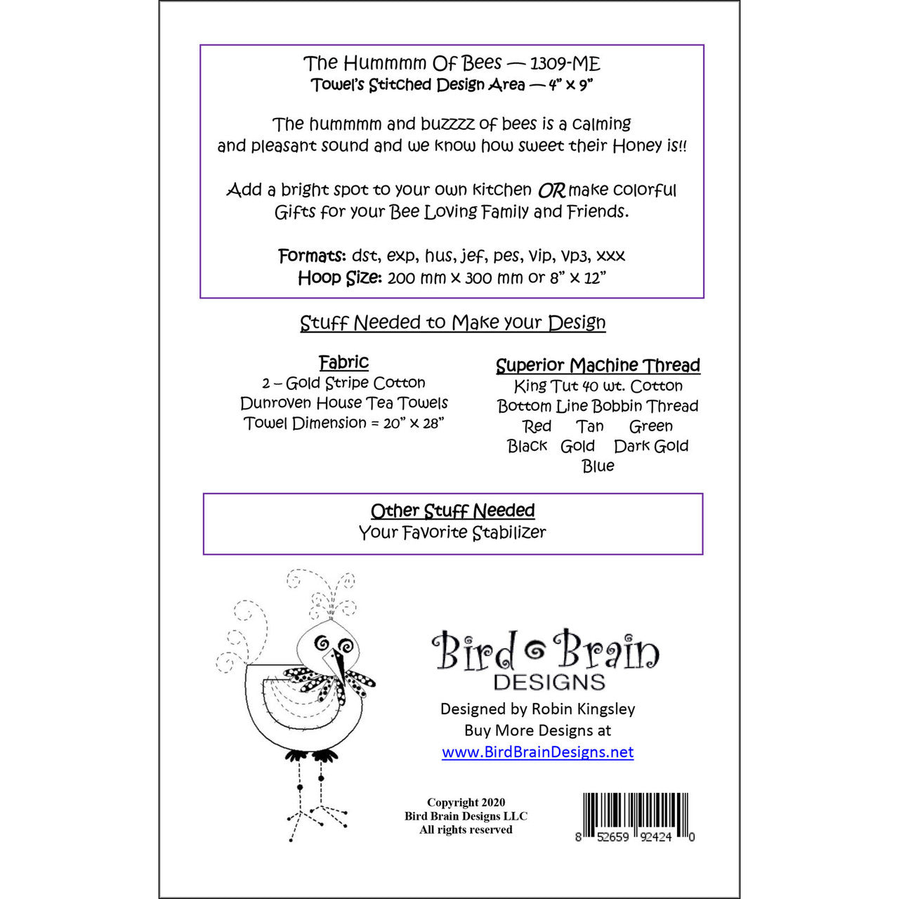 The Hummmm of the Beesy Machine Embroidery CD BBD1309ME by Bird Brain Designs