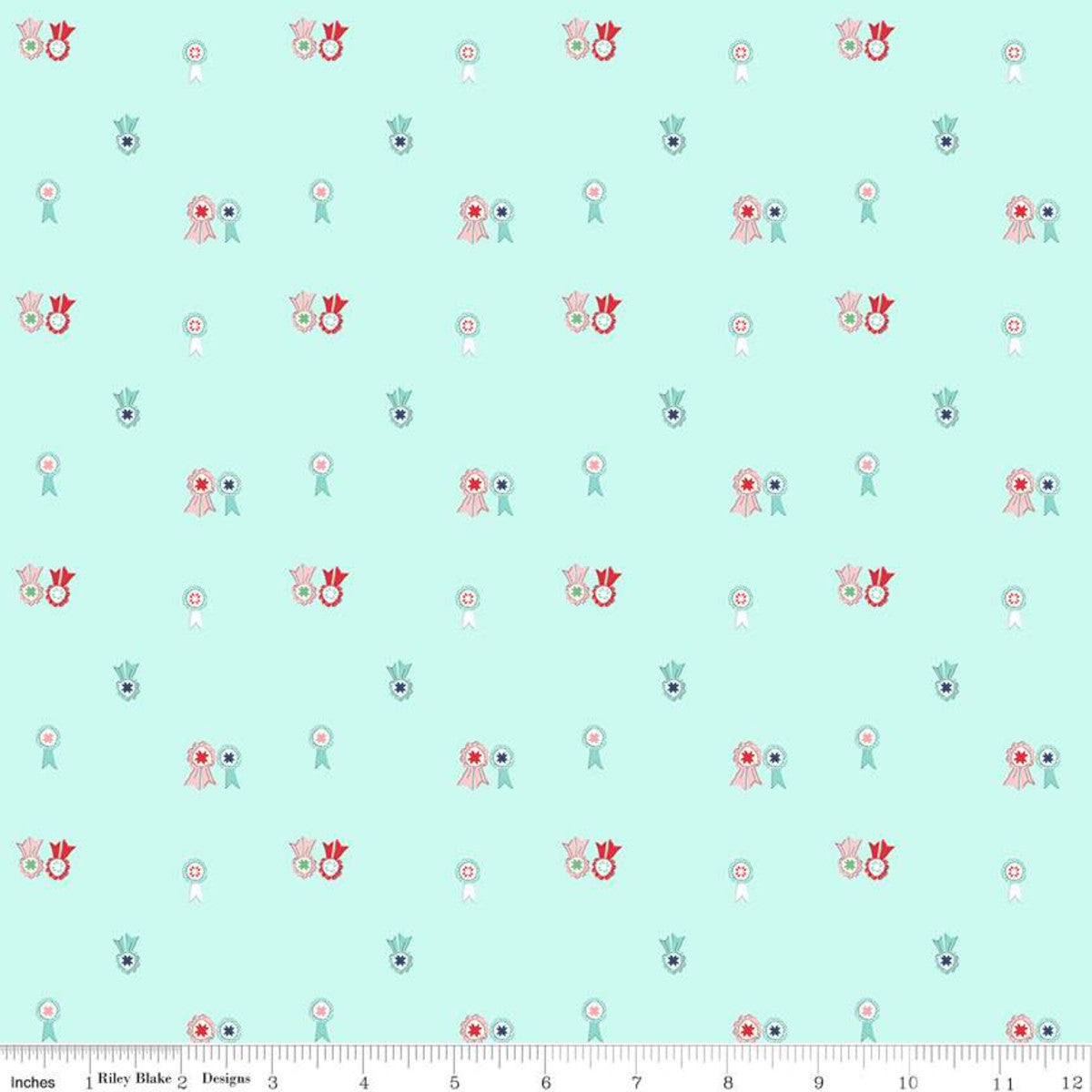 Riley Blake Quilt Fair Ribbons Aqua By the yard