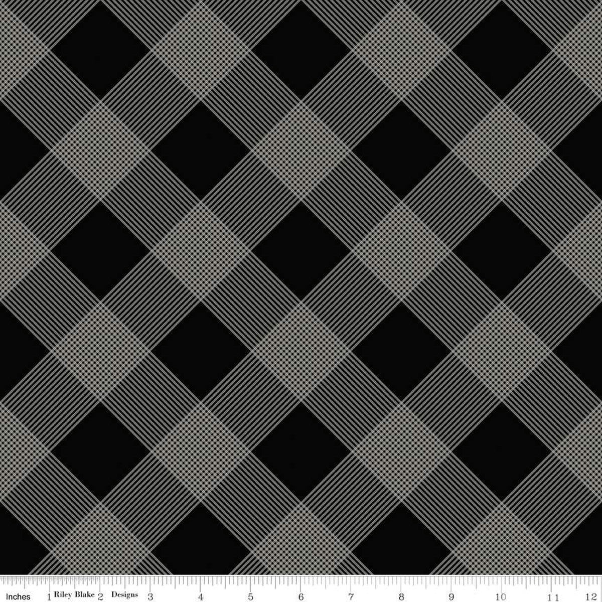 Riley Balke Fleur Noire Line Plaid Black By the yard
