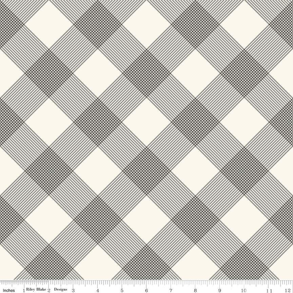 Riley Blake Fleur Noire Line Plaid Cream By the yard
