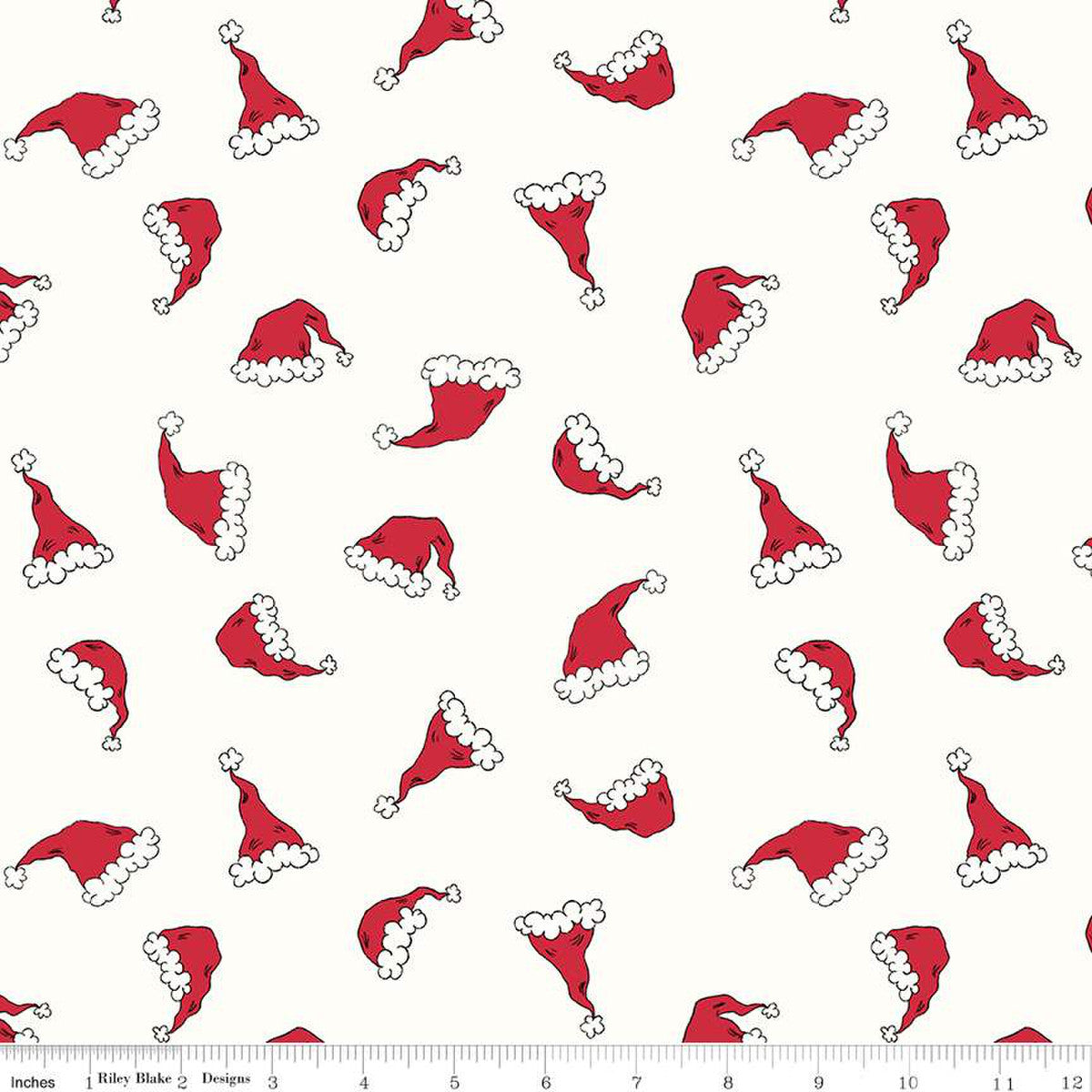 Riley Blake Christmas with Scaredy Cat Hats Cream By the yard
