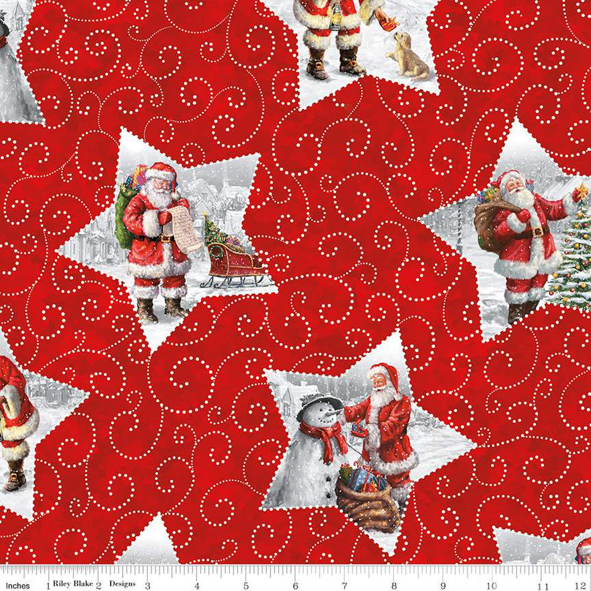 Riley Blake Picture a Christmas Star Santas Red By the yard