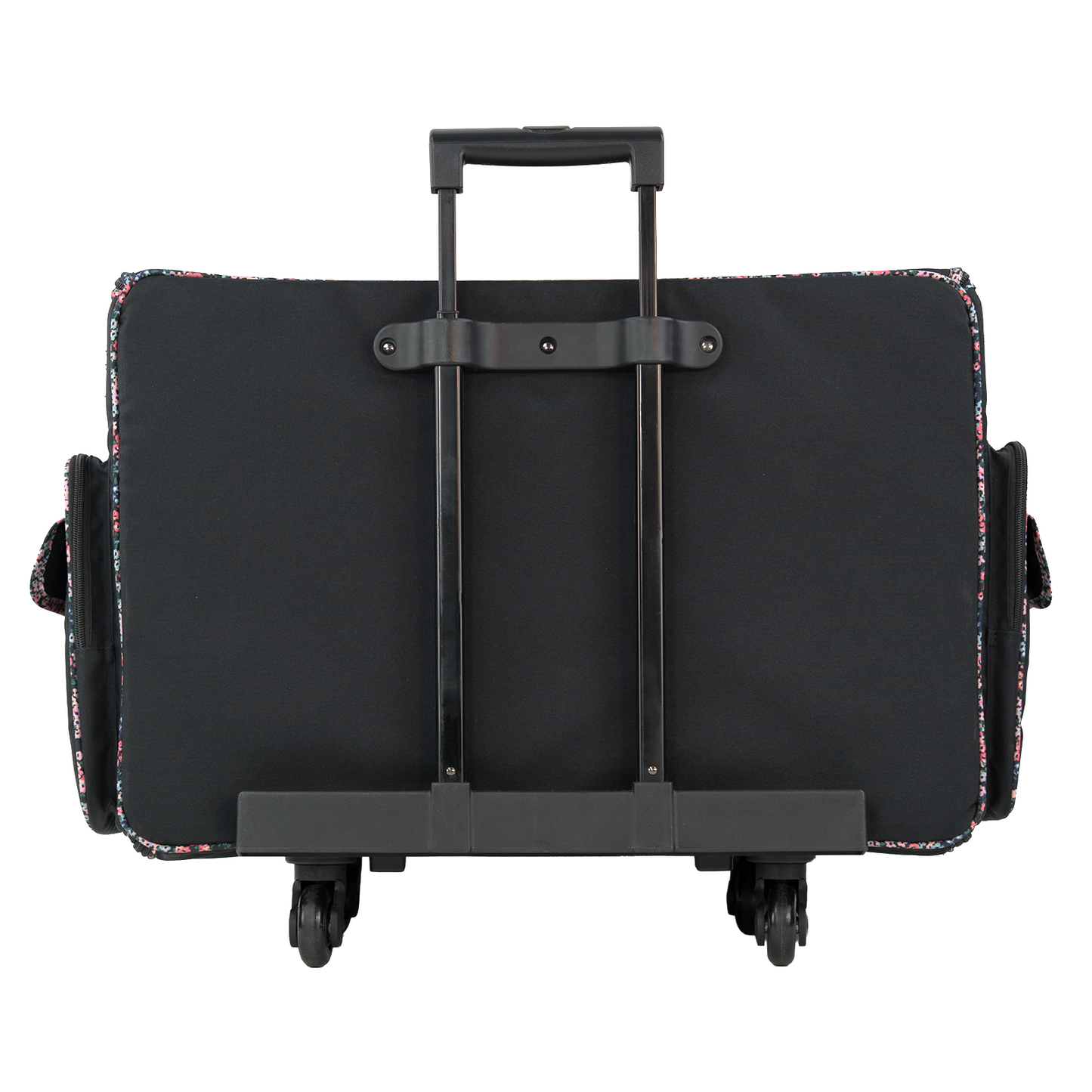 Everything Mary XXL 4 Wheel Collapsible Rolling Sewing Machine Storage Case, Black Floral