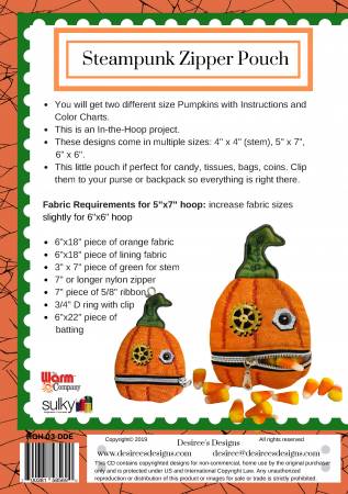 ITH Steampunk Zipperhead Pumpkin Pouch # HQH-03-DDE