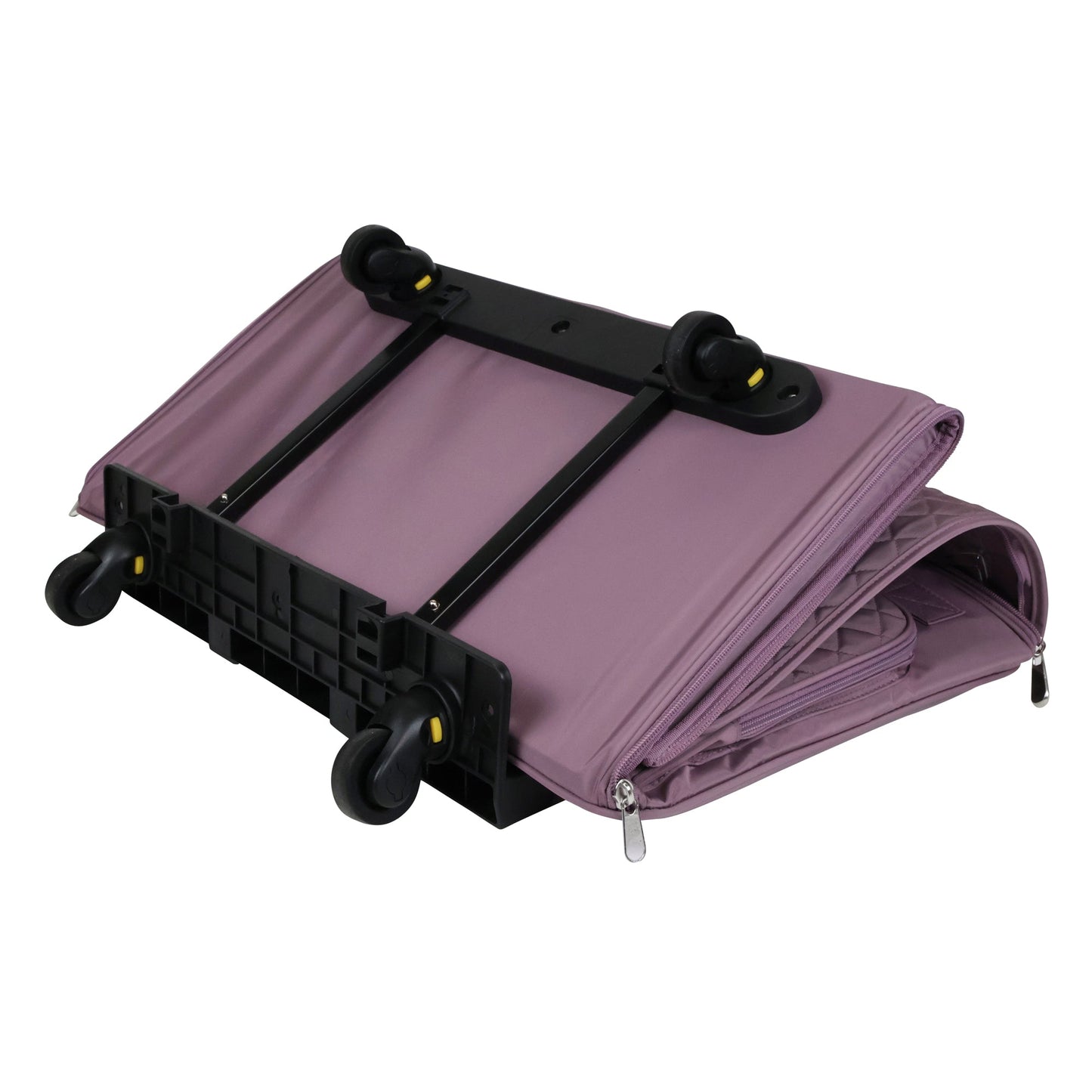 Everything Mary XXL 4 Wheel Collapsible Rolling Sewing Machine Storage Case, Purple Quilted