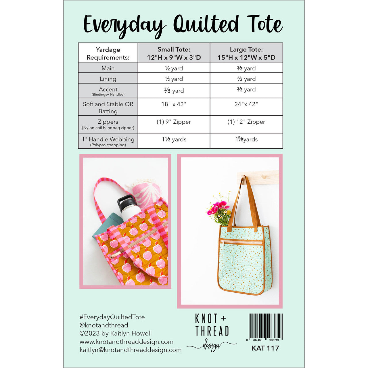 Knot & Thread Everyday Quilted Tote KAT117