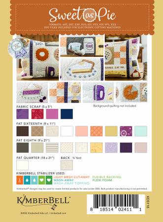 Kimberbell Sweet As Pie Bench Pillow # KD5118