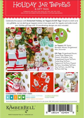 Kimberbell Holiday Jar Toppers & Gift Tags # KD5128