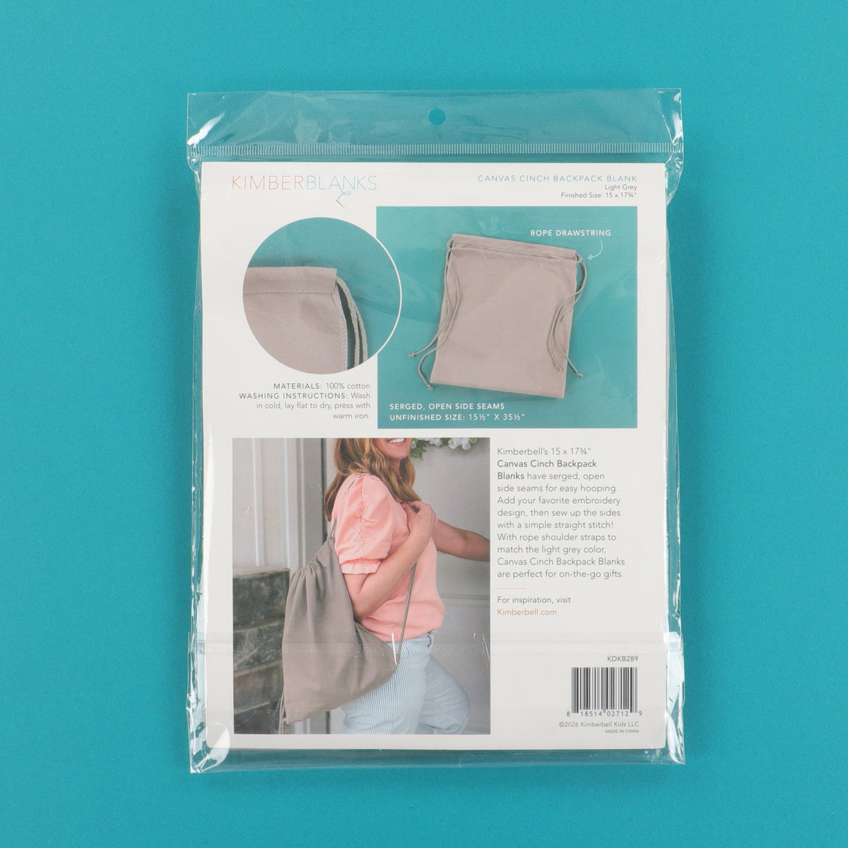Canvas Cinch Backpack Blank for Kimberbell day 2026 KDKB289