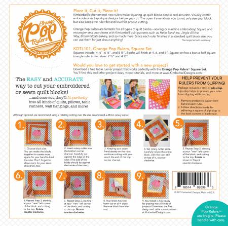 Kimberbell Orange Pop Rulers Square Set # KDTL101