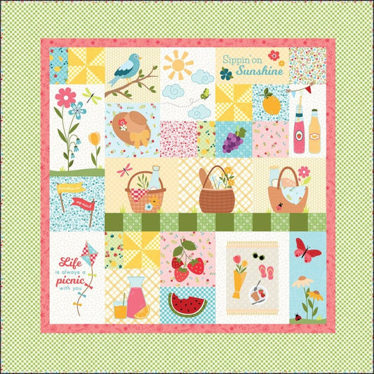 Pre-order Kimberbell Sippin' on Sunshine Quilt full set Book, Embellishments, fabric kit
