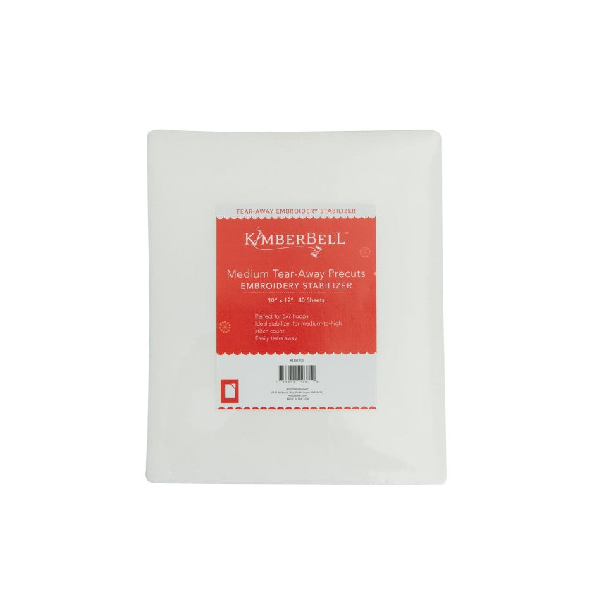 Kimberbell Medium Tear-Away Precuts Embroidery Stabilizer, 12" x 10", 40 ct KIDST105