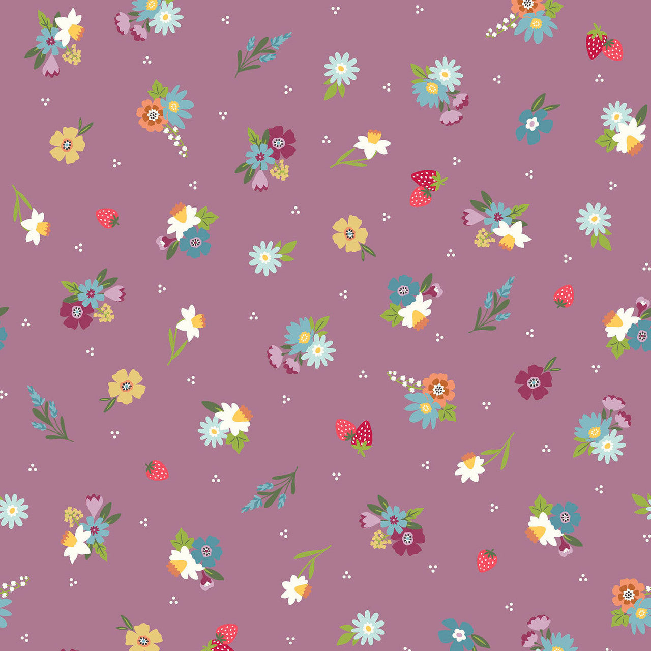 Pre-order Kimberbell Cottontail Farm Garden Flower Toss - Plum MAS11343-V by the 1/2 yard Oct 26
