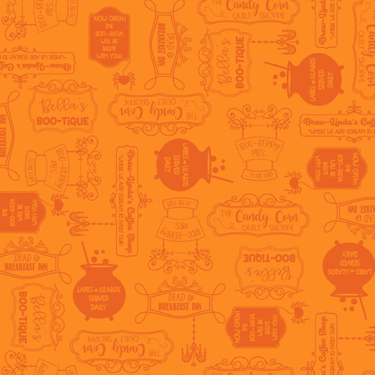 Kimberbell Hometown Halloween Orange Ship Signs By the yard