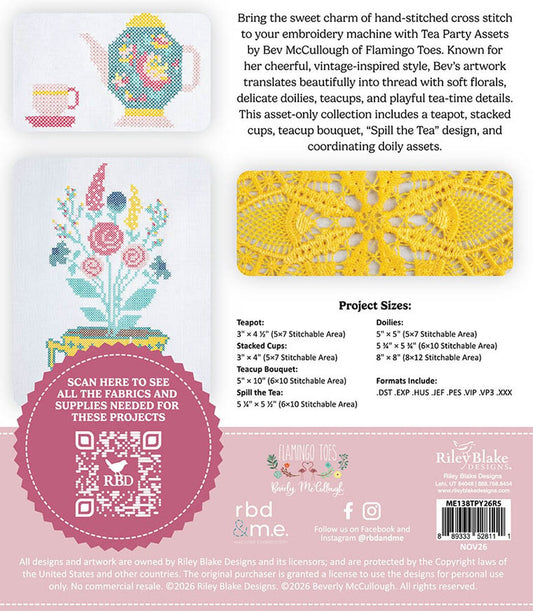 Tea Party Cross-Stitch Assets by Bev McCullough - RBD & M.E.™ USB Nov 2026