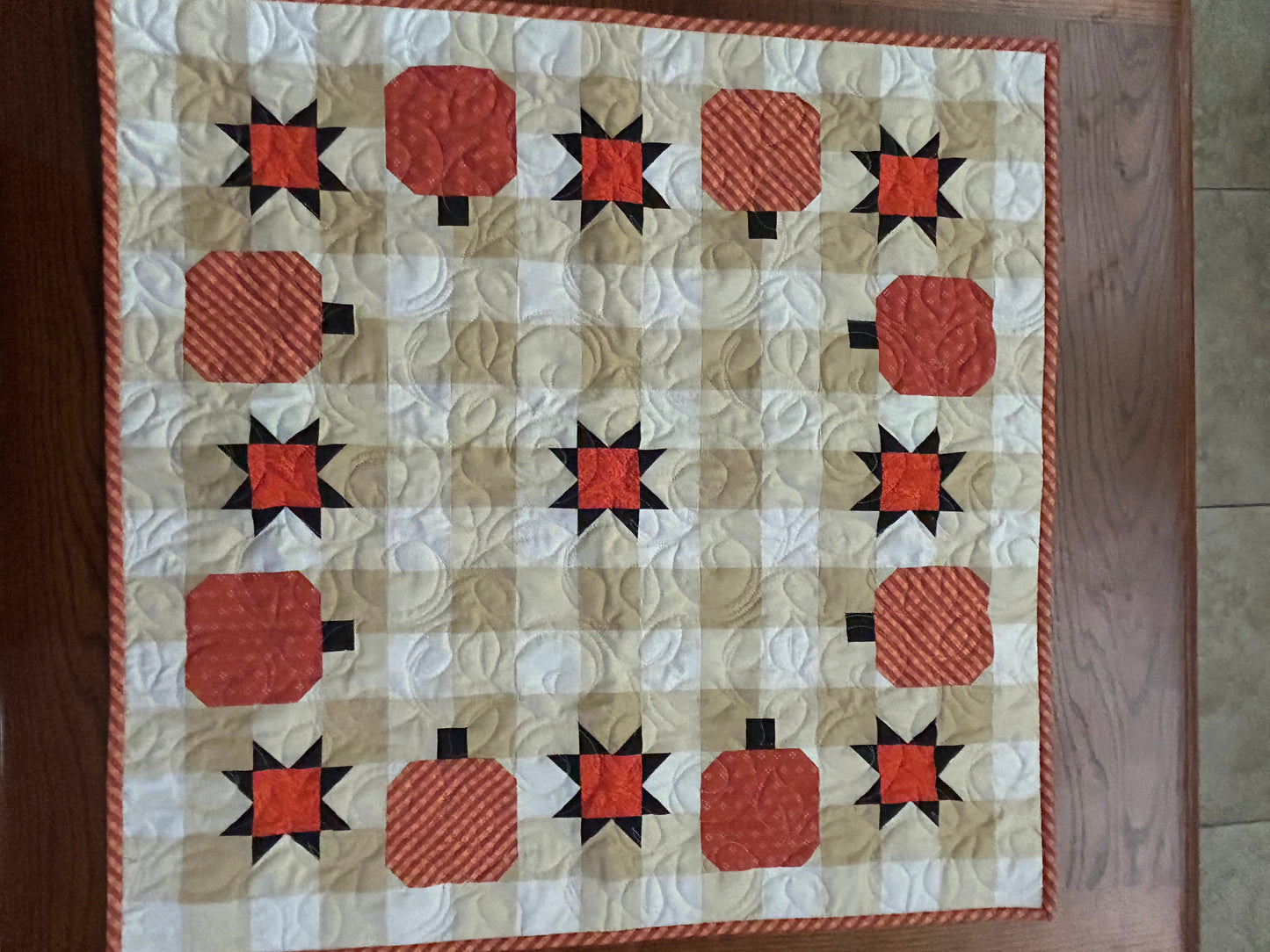 Pumpkin and Stars Homemade Table Topper by Nay-Nay's Quilts