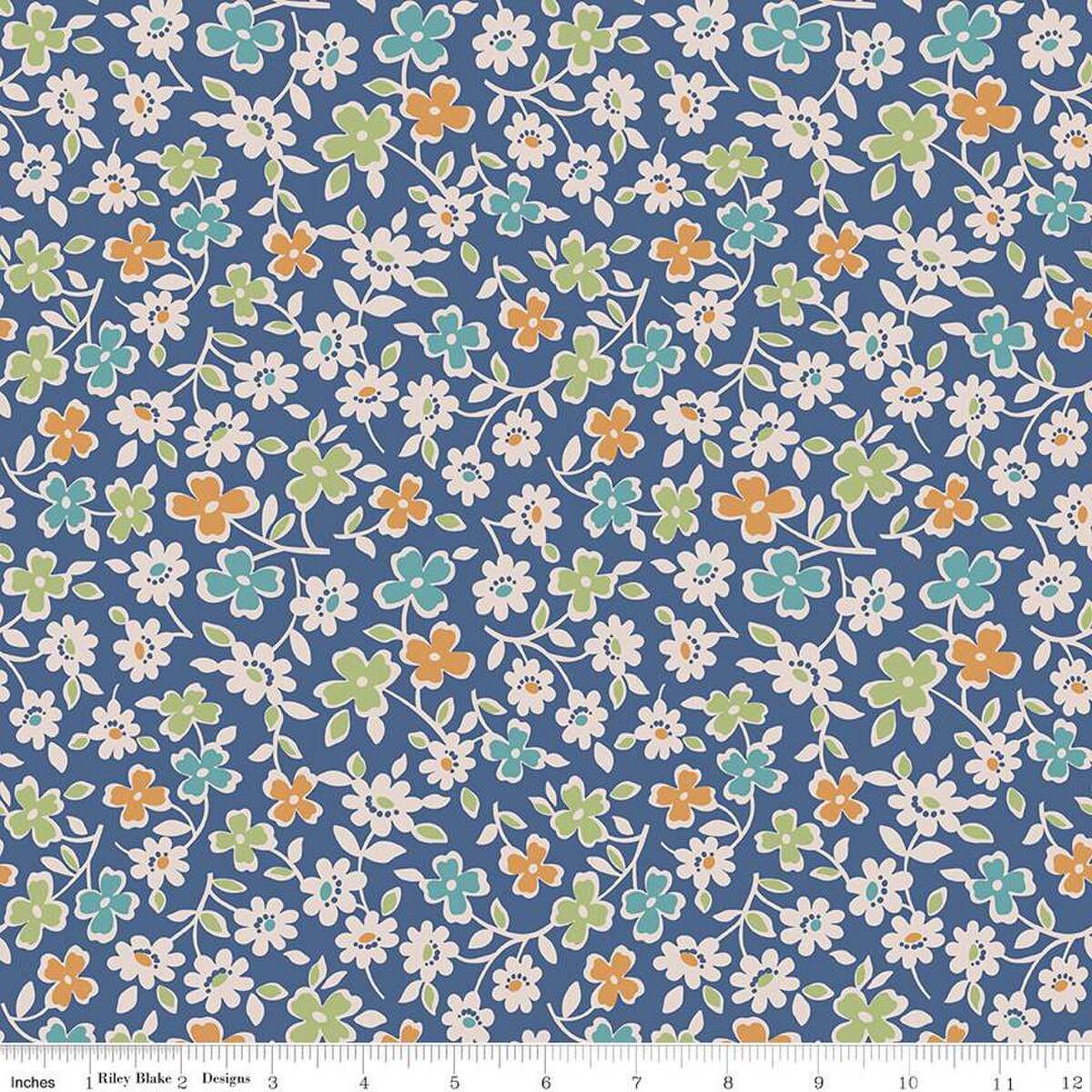 Lori Holt Wide Back Autumn Cosmos Denim