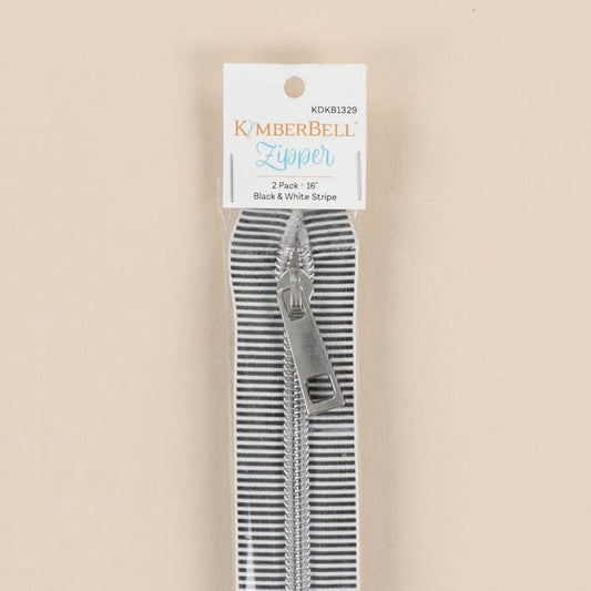 Kimberbell 16" Black & White Striped Zipper, Pack of 2 KDKB1329