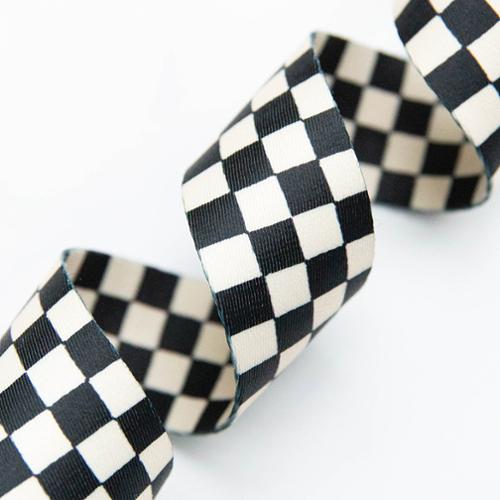 Webbing 1.5" Checker in Blk/Nat SSCWEB 58 Stitch Supply by the yard