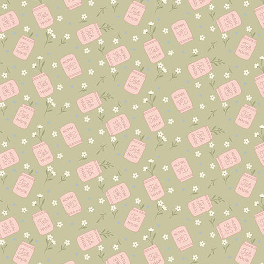 Pre-Order Backroad Blooms Canning Day Sage Whisper # A-10602-G Nov 2026 Quilted Cow 1/2 yard