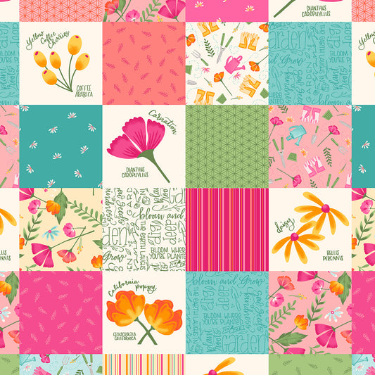 Pre-Order Amy Lattare Garden Patch Carnation # A-10712-E by 1/2 yard