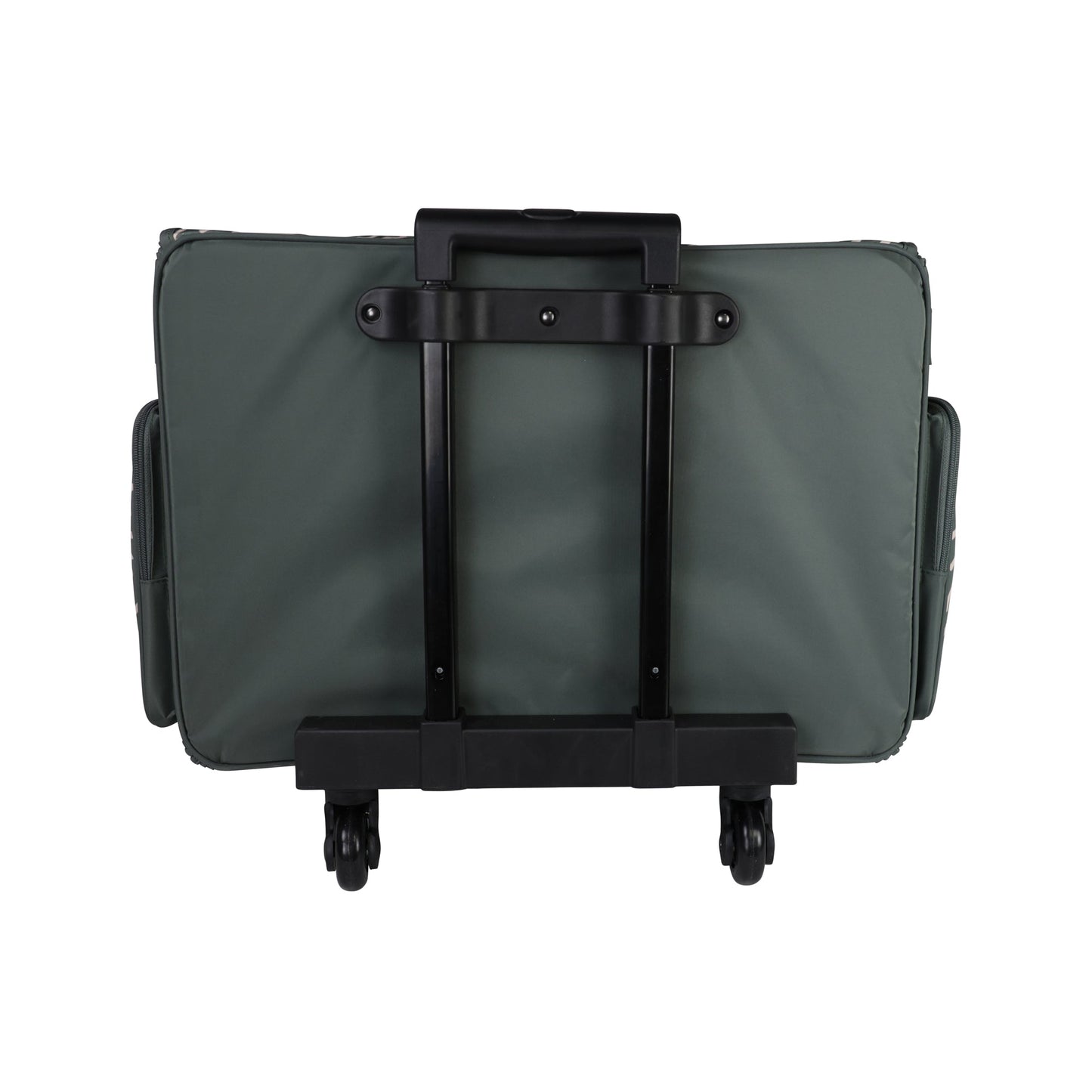 XL 4 Wheel Collapsible Deluxe Rolling Sewing Machine Storage Case, Grey & White