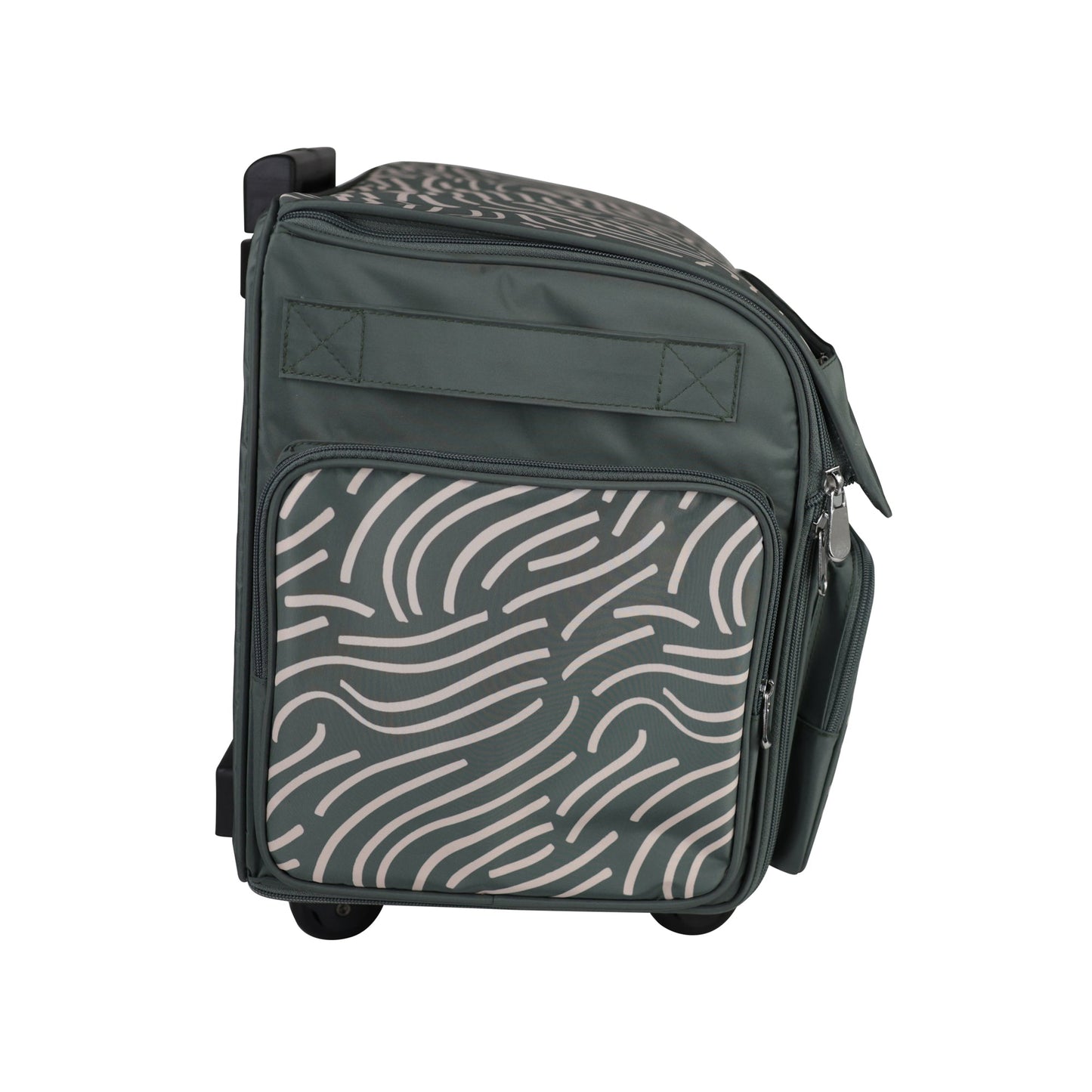 XL 4 Wheel Collapsible Deluxe Rolling Sewing Machine Storage Case, Grey & White