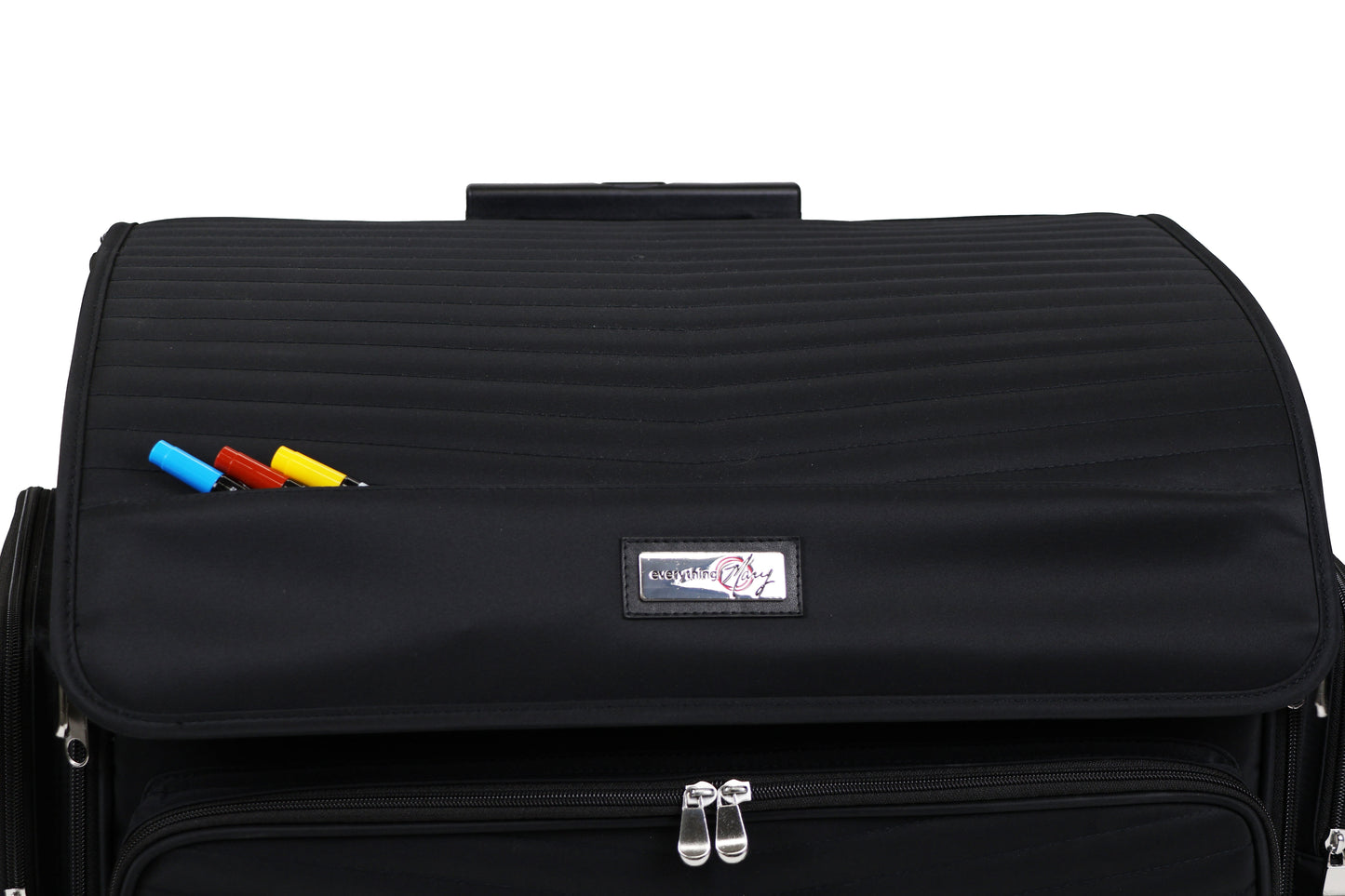 Everything Mary XL 4 Wheel Collapsible Rolling Sewing Machine Storage Case, Black