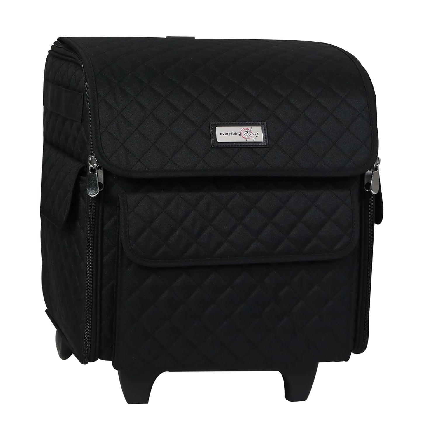 Collapsible Rolling Serger Machine Case, Black Quilted
