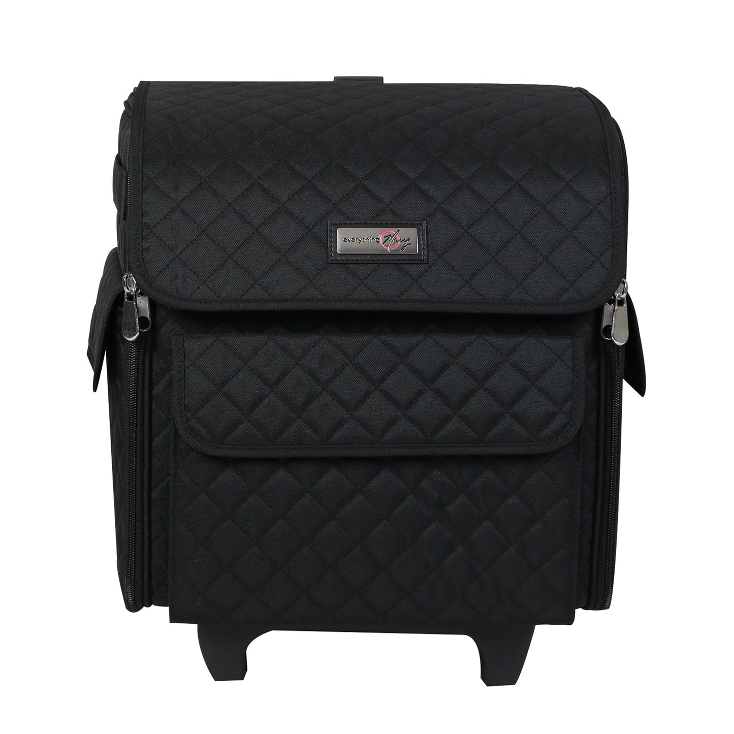 Collapsible Rolling Serger Machine Case, Black Quilted