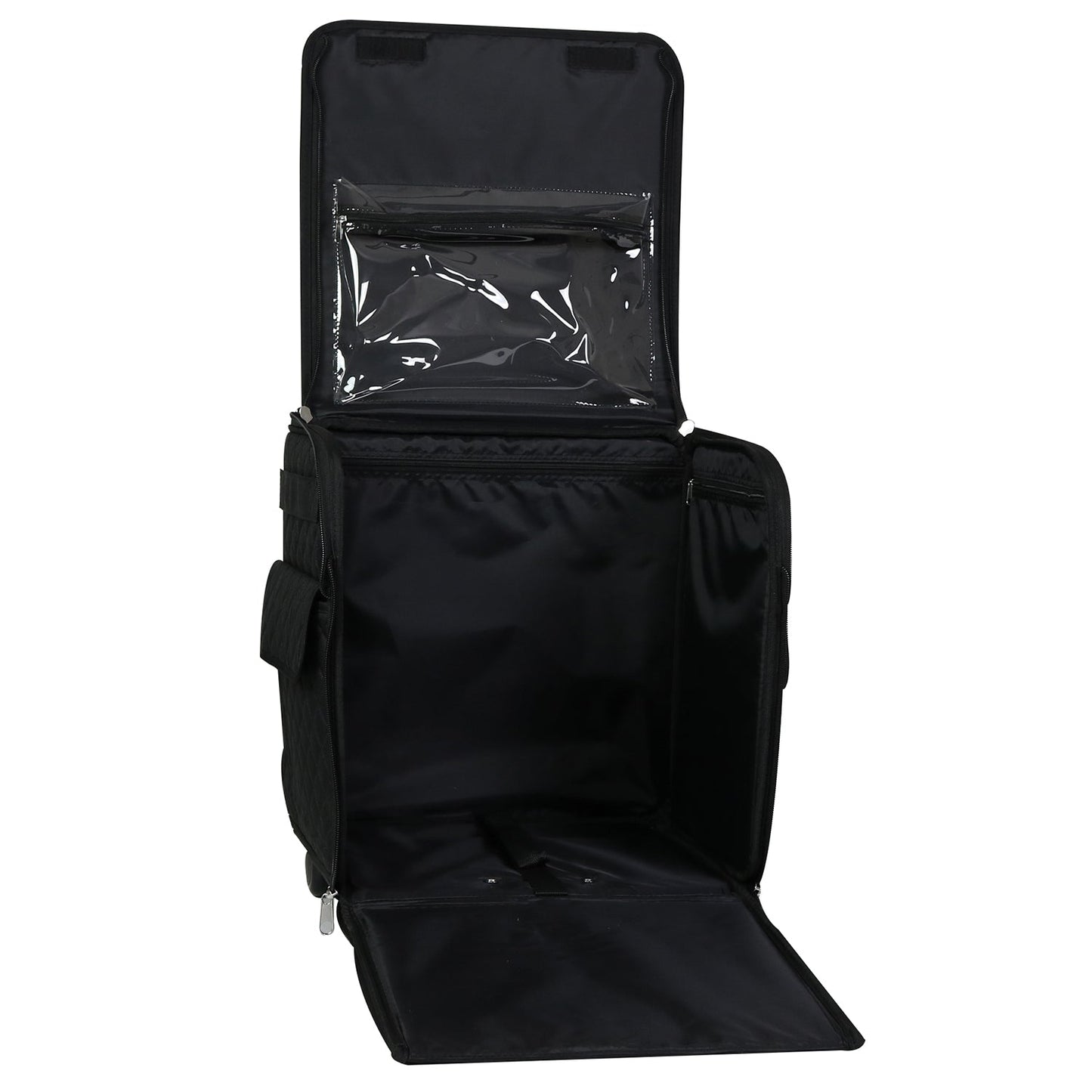 Collapsible Rolling Serger Machine Case, Black Quilted