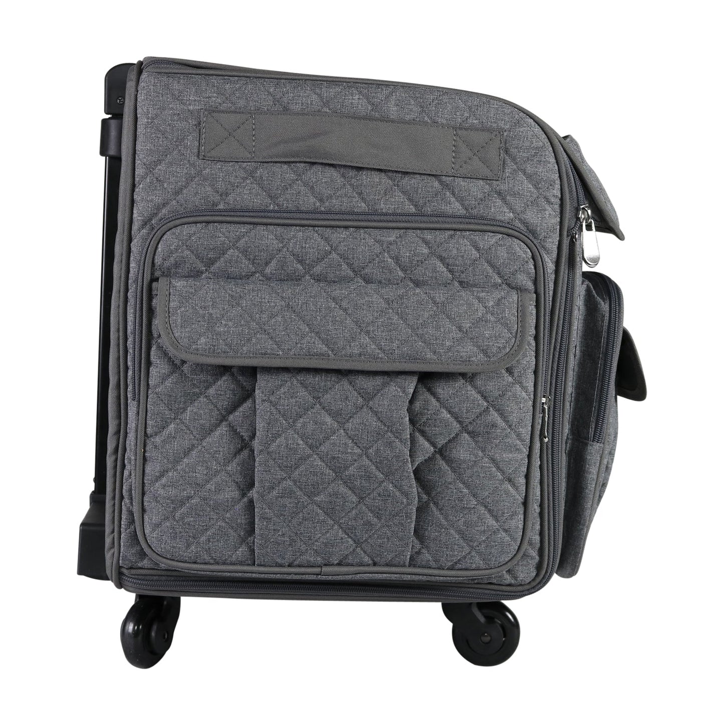 Everything Mary XXL 4 Wheel Collapsible Rolling Sewing Machine Storage Case, Heather Grey