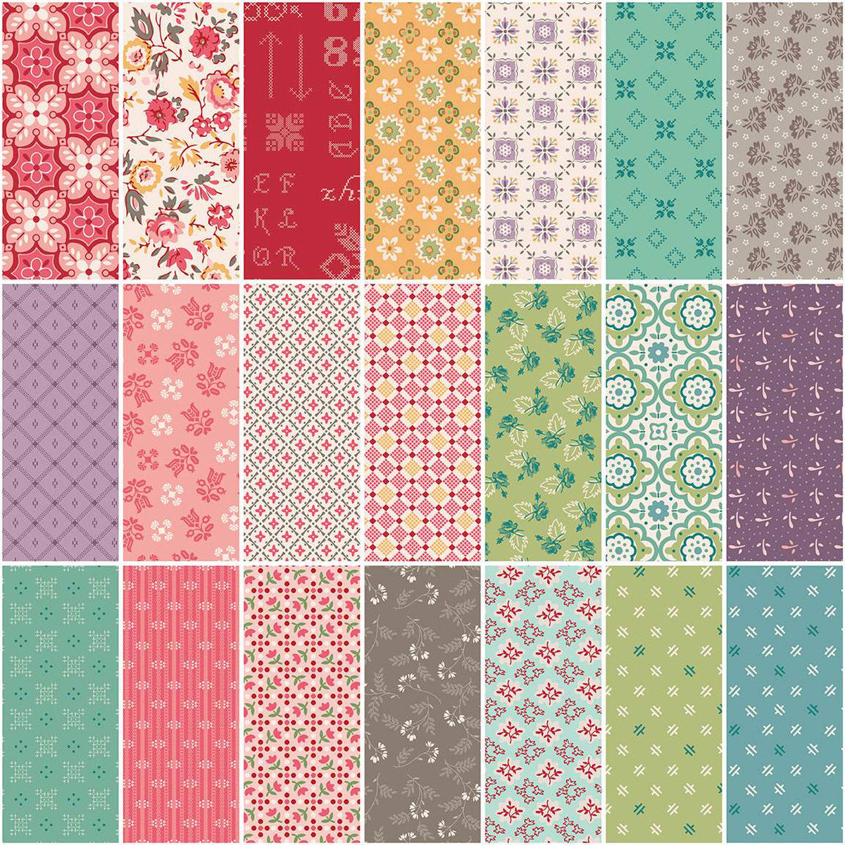 Piece & Plenty 1-Yard Bundle  (21) Tea Rose Lori Holt Pre-Order Jan 2025 1YD-15870T-21