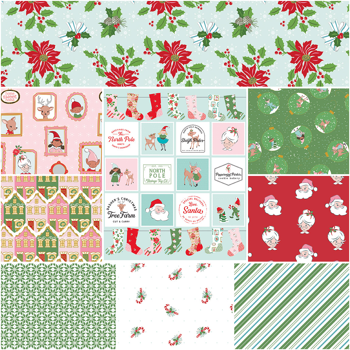 Claus & Co. 1 Yard Bundle Blue, 9 Pcs.