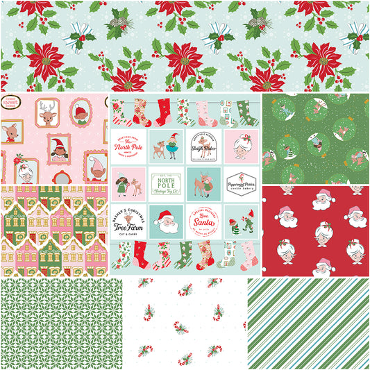 Claus & Co. 1 Yard Bundle Blue, 9 Pcs.