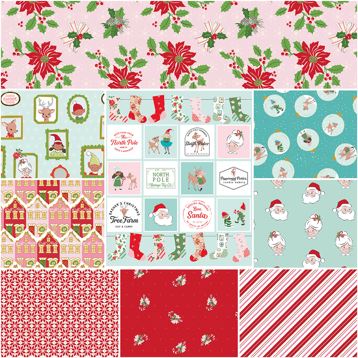 Claus & Co. 1 Yard Bundle Pink, 9 Pcs.