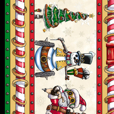IT'S A STEAMPUNK CHRISTMAS   STEAMPUNK CHRISTMAS STRIPE By the Yard