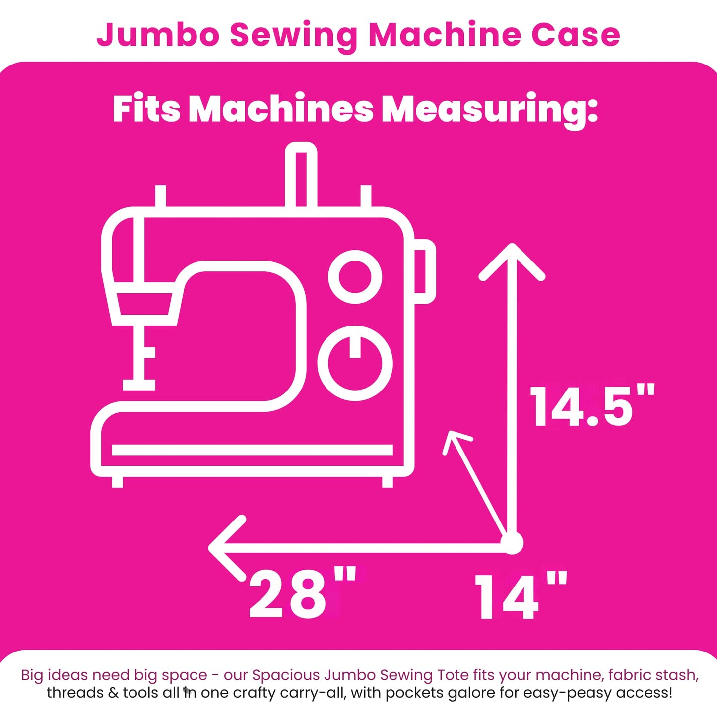 Everything Mary Jumbo 5 Wheel Collapsible Rolling Sewing Machine Storage Case, Black