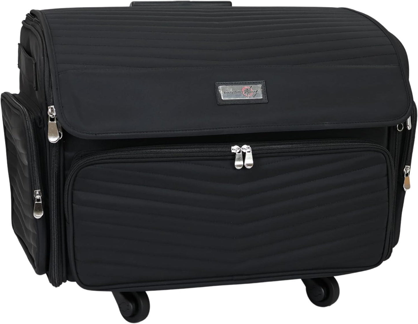 Everything Mary XL 4 Wheel Collapsible Rolling Sewing Machine Storage Case, Black