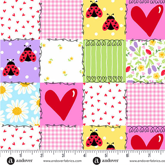 Pre-Order Tami Jones Little Ladies Picnic Patchwork Blossom # A-10500-E by 1/2 yard