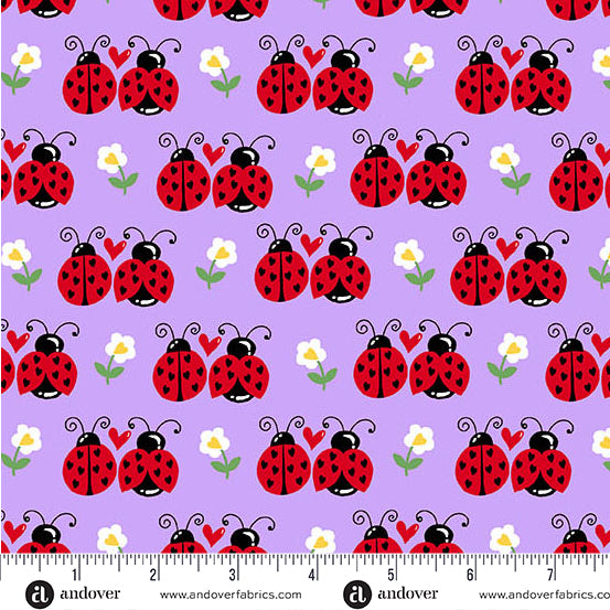 Pre-Order Tami Jones Little Ladies Flutter Friends Lilac # A-10501-P by 1/2 yard