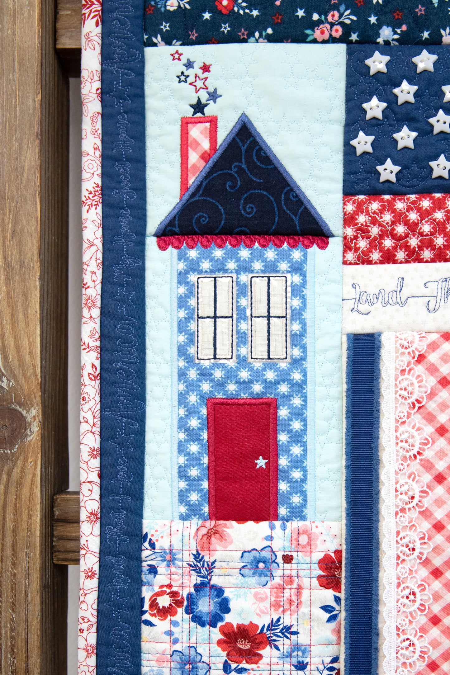 Kimberbell Star Spangled Beauty Ladder Quilt Embroidery Book, Embellishments, and fabric Kit  Pre Order