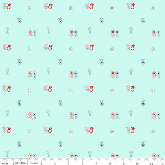 Riley Blake Quilt Fair Ribbons Aqua By the yard