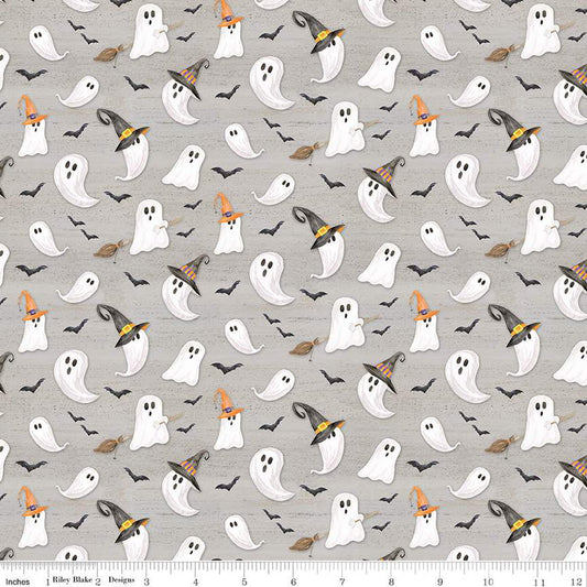 Monthly Placemats October Ghosts Gray by the yard