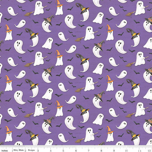 Monthly Placemats October Ghosts Purple by the yard