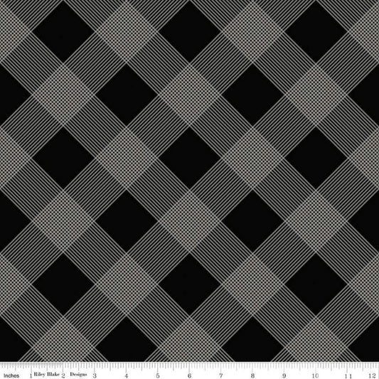 Riley Balke Fleur Noire Line Plaid Black By the yard